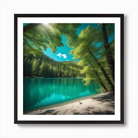 Lake In The Forest Art Print