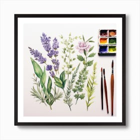 Watercolor Of Herbs Art Print