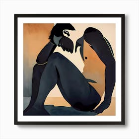 The Thinker, Abstract Man Sitting On The Floor Art Print