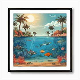 Default Aquarium With Coral Fishsome Shark Fishes View From Th 0 (1) Art Print