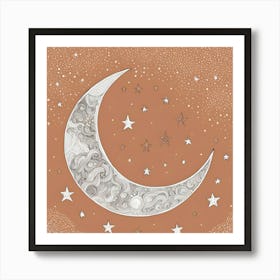 Moon and Stars Print Art Art Print