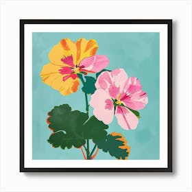 Geranium 1 Square Flower Illustration Art Print