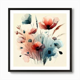 Watercolor Poppies Art Print