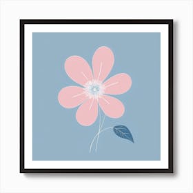 A White And Pink Flower In Minimalist Style Square Composition 52 Art Print