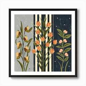 Flowers On A Stripe Art Print