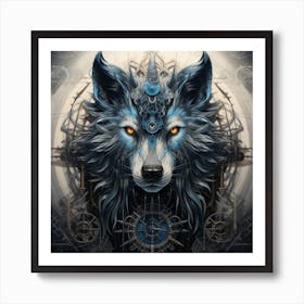 Steampunk Wolf 2 Art Print