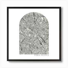 Paris France Boho Minimal Arch Street Map 1 Art Print