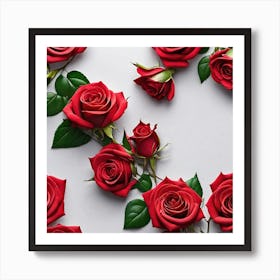 Red Roses On White Background 2 Art Print