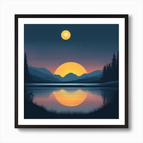 Sunset In The Mountains 3 Art Print