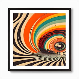 Trippy Sound Waves Retro Style Poster Print Art Print