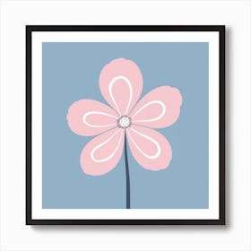 A White And Pink Flower In Minimalist Style Square Composition 527 Art Print