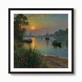 Sunset On The Thames Art Print