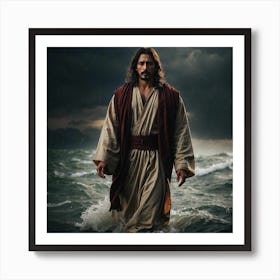 Jesus In The Water 1 Art Print