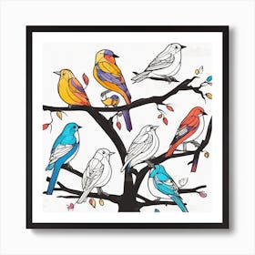 Birds In A Tree Art Print