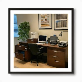 A Photo Of A Well Organized Office Art Print