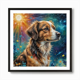 Starry Night Dog Art Print