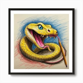 Snake Drawing 4 Art Print