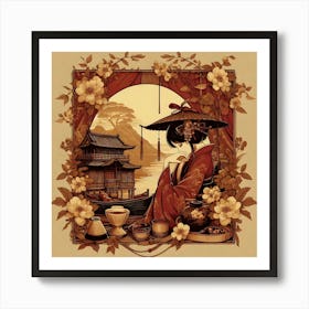 Japan Traditional Geisha Illustration By Ad 94 Art Print