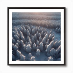 Aerial View Of Snowy Forest 16 Art Print