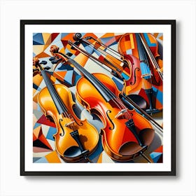 Violins Cubism Style Art Print