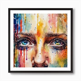 Watercolor Of A Woman'S Face 4 Art Print