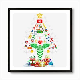 Nurse Christmas Tree Nurses Xmas Winter Scrub Rn M Art Print