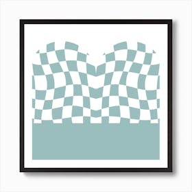 Blue Checkered Vintage Pattern Art Print