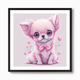 Cute Floral Chihuahua (1) Art Print