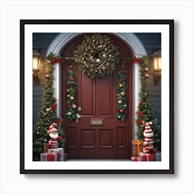 Christmas Decoration On Home Door Trending On Artstation Sharp Focus Studio Photo Intricate Deta (3) Art Print