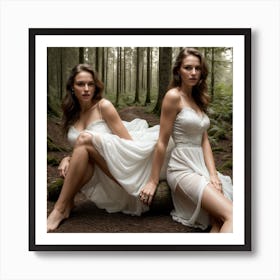 Two Brides In The Woods Art Print