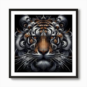 Creative Tiger Head Dark Illustration Art Print