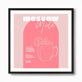 Vintage Retro Inspired Moscow Mule Recipe Pink And Dark Pink Square Affiche