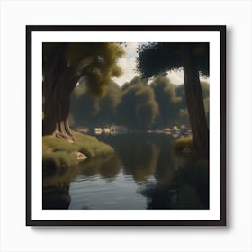 Lake In A Forest Art Print
