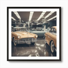 Vintage Cars In A Showroom 2 Art Print