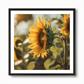 A Blooming Sunflower Blossom Tree With Petals Gently Falling In The Breeze 2 Art Print