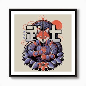 Samurai Fox Square Art Print