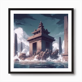 Temple In The Water Art Print