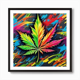 Colorful Marijuana Leaf 4 Art Print