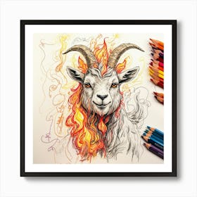 Goat With Flames 5 Art Print