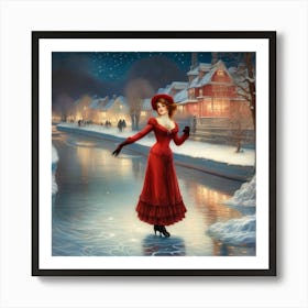 Lady On The Ice Art Print