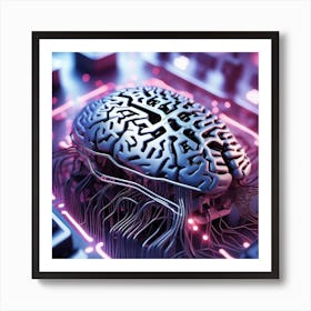 Brain On A Computer 2 Art Print