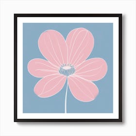 A White And Pink Flower In Minimalist Style Square Composition 22 Art Print