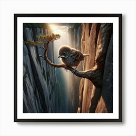 Bird Perched On Cliff 1 Art Print