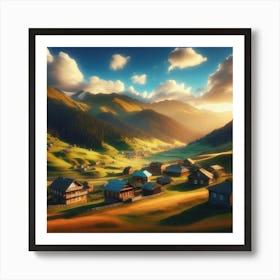 Village In The Mountains 1 Art Print