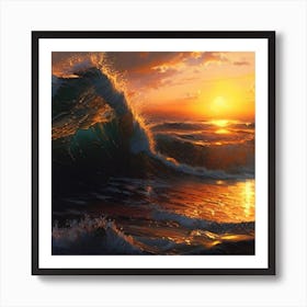 Sunset Over The Ocean Art Print