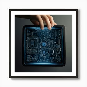 Hand Holding A Tablet Computer Art Print