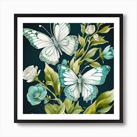 Watercolor Butterflies Art Print