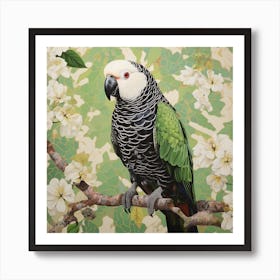 Ohara Koson Inspired Bird Painting Parrot 4 Square Art Print