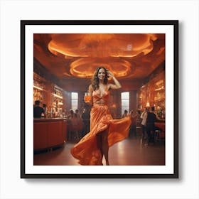 Woman In An Orange Dress 2 Art Print
