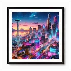 Neon Dreamscape: The Future Metropolis Art Print